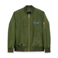 Sustainable Embroidered Bomber Jacket with Club Riot queer streetwear design