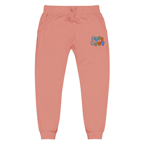 Cozy Embroidered Unisex Fleece Sweatpants, Casual Lounge Pants, Perfect for Relaxing, Gift for Him/Her, Ideal for Everyday Wear with Club Riot queer streetwear design