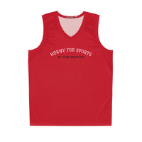 Horny for Sports Basketball Jersey - AOP, Funny Sportswear, Gift for Athletes, Game Day Shirt, Summer Sports Gear with Club Riot queer streetwear design