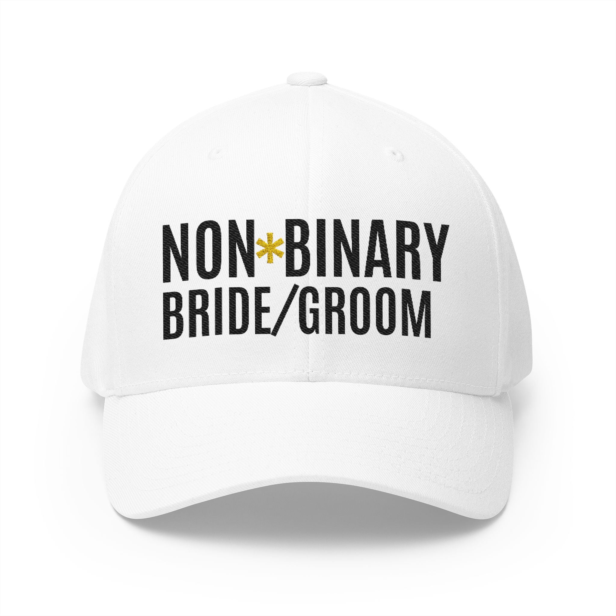 Non-Binary Bride/Groom Wedding Party Cap — Embroidered Closed-Back Structured Hat