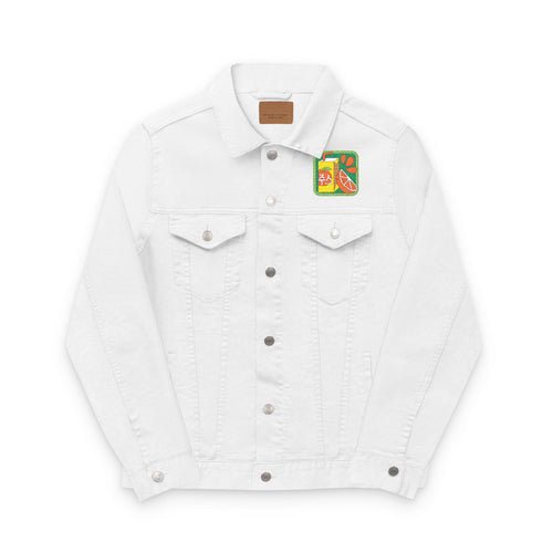 Stylish Unisex Embroidered Denim Jacket, Trendy Outerwear, Perfect for Spring, Casual Wear, Unique Gift Idea with Club Riot queer streetwear design