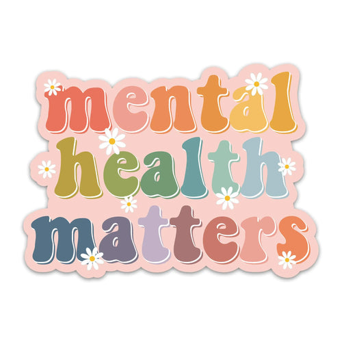 (3PCs) Mental Health Matters Sticker - Mental Health Awareness Stickers - Motivation Self Care Vinyl Waterproof Decals for Laptop Water Bottle Tumbler - MFT Therapist Psychologist Decals (3 Inches) with Club Riot queer streetwear design