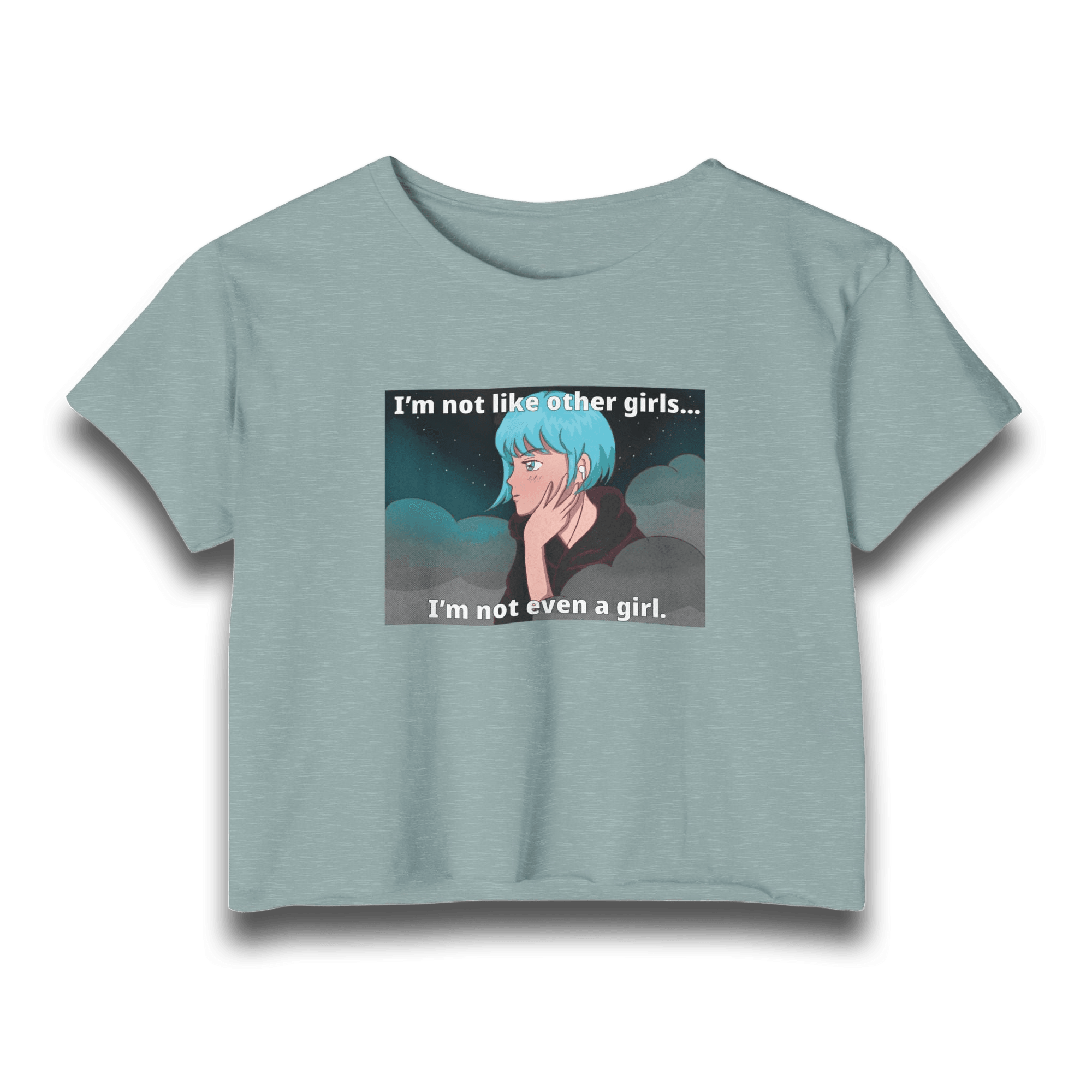 "I’m Not Like Other Girls" Women’s Festival Crop Graphic Top with Club Riot queer streetwear design