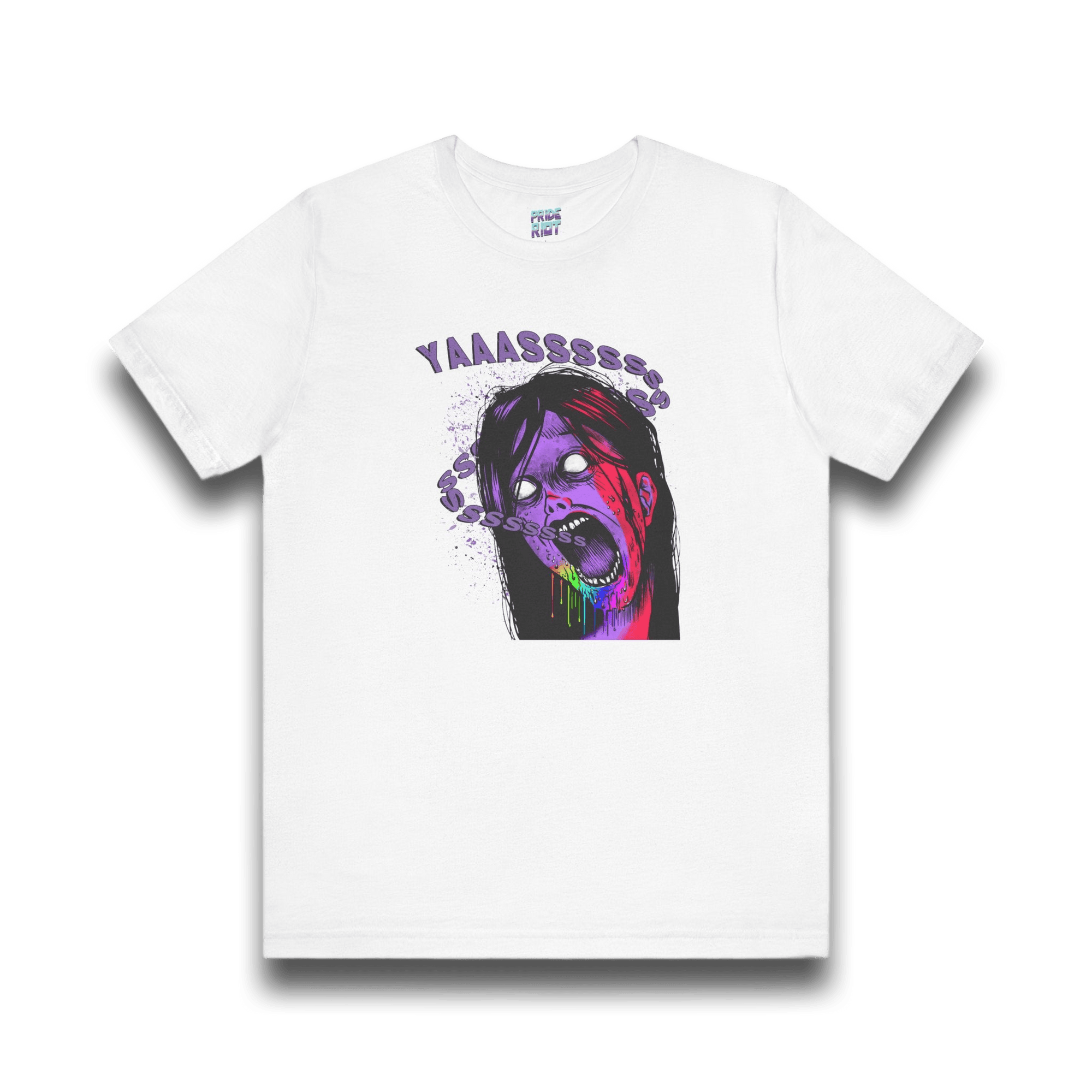 Unisex t-shirt with Club Riot graphic design – queer streetwear tee