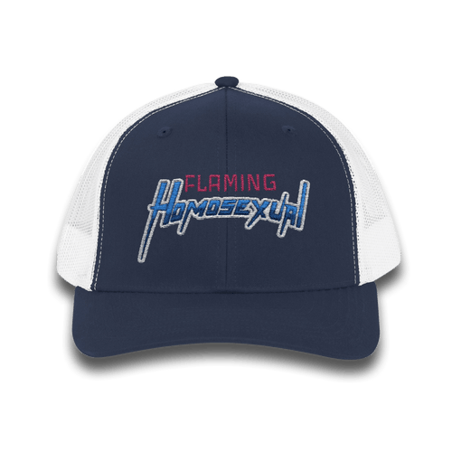"Flaming Homosexual" Pride Embroidered Trucker Cap